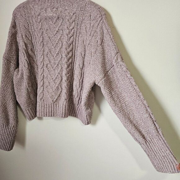NEW PINK ROSE CABLE KNIT CHENILLE MOCK NECK SWEATER SIZE XL - Picture 4 of 16